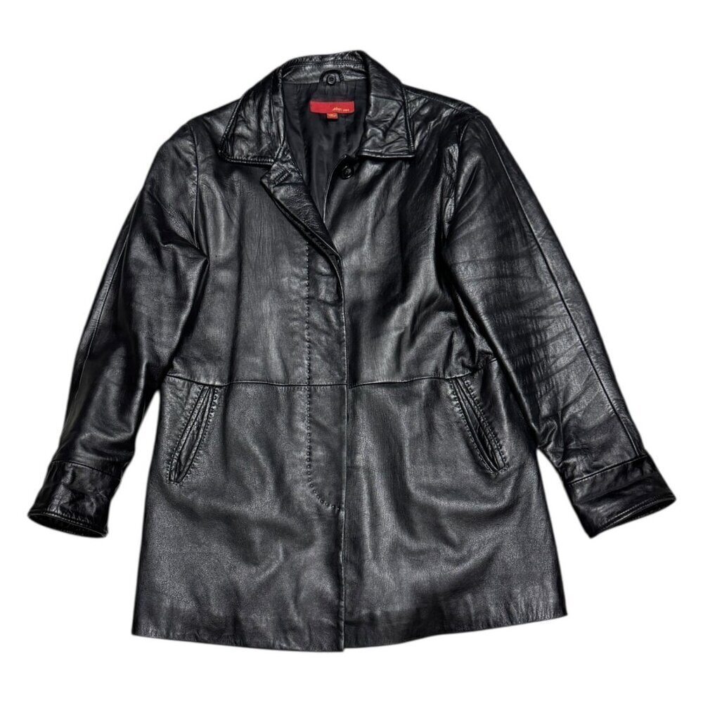 MAX USA GENUINE LEATHER Business Casual Designer Y2K Jacket Coat Womens Large